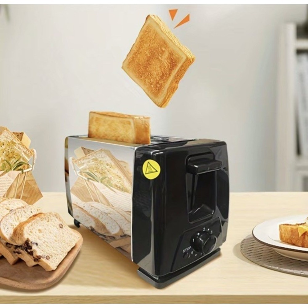 Royalford Black Stainless Steel 2 Slice Toaster - QLT-288B 650W